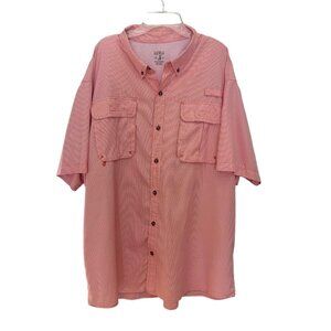 Red Head Brand Co Mens Two Pocket Fishing Shirt 2XL Checked Outdoor Coral